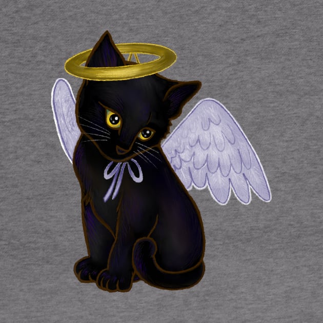 Halloween Black Kitten Dressed In Angel Costume by Ashley D Wilson